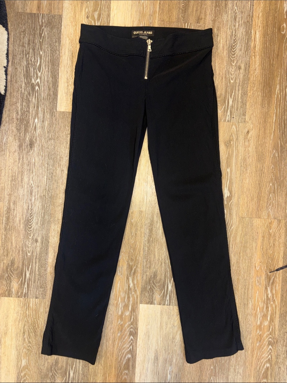 Guess Women's Black Straight-Leg Jeans Front Zip 31 Y2K Whimsigoth zipper crotch